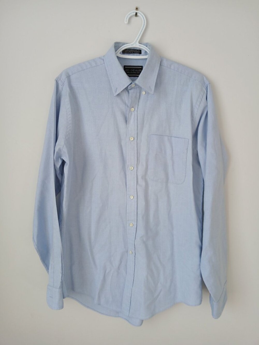 Leo Chevalier Men's 15.5 Large Light Blue Dress Shirt Executive Fit Button-Down